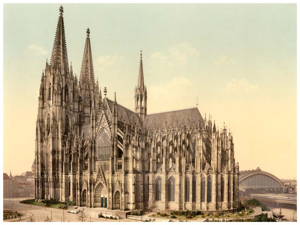 The cathedral, side, the Rhine, Germany 0400-4007