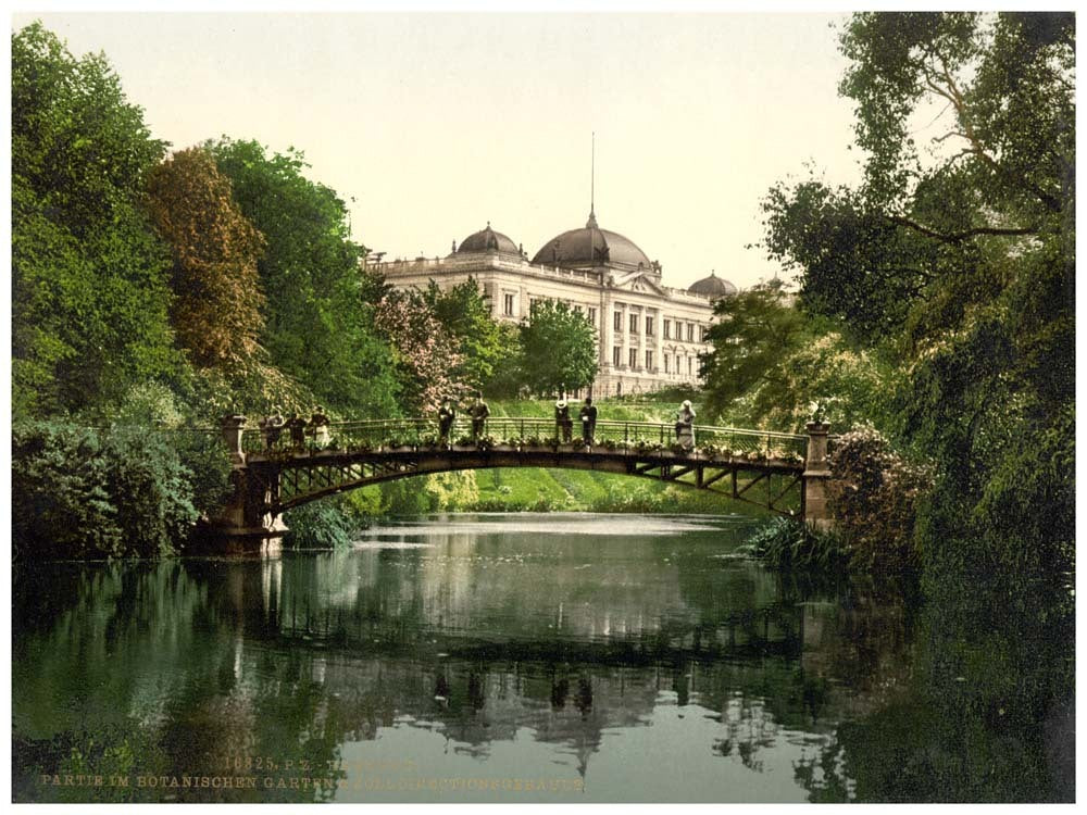 Scene in the Botanical Gardens with Director of Customs Building, Hamburg, Germany 0400-4176