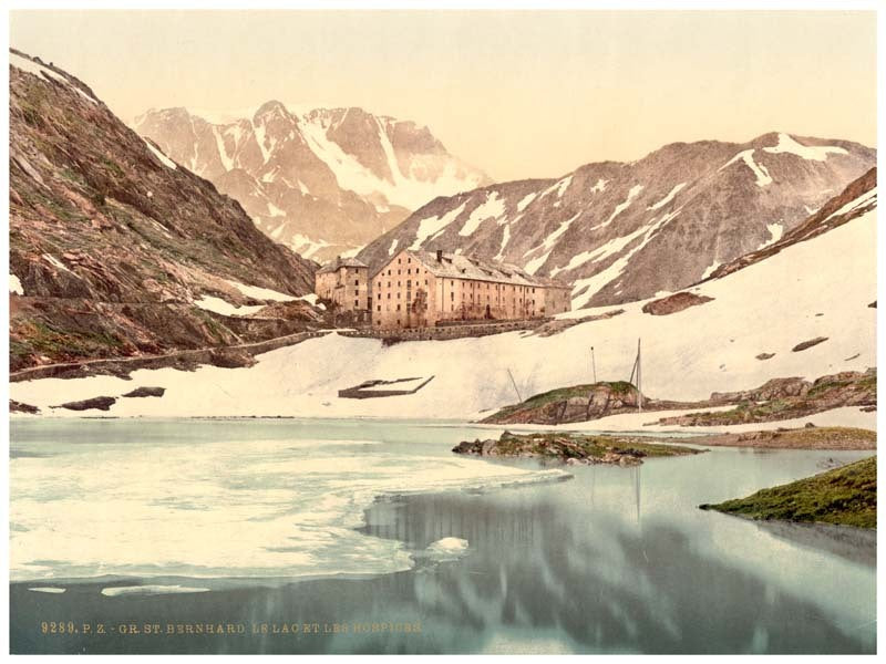 St. Bernard Hospice and lake, Valais, Alps of, Switzerland 0400-4537