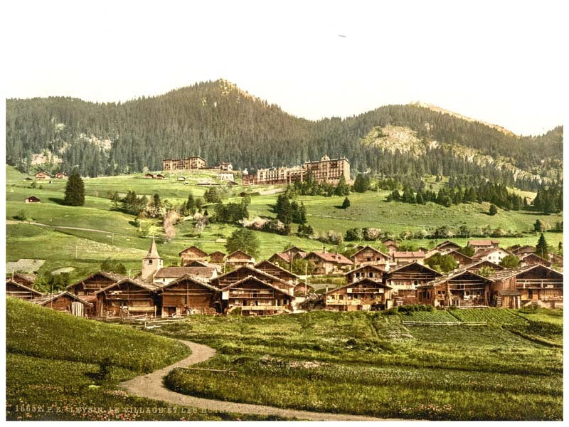 Leysin, general view of village and hoels, Vaud, Canton of, Switzerland 0400-4551