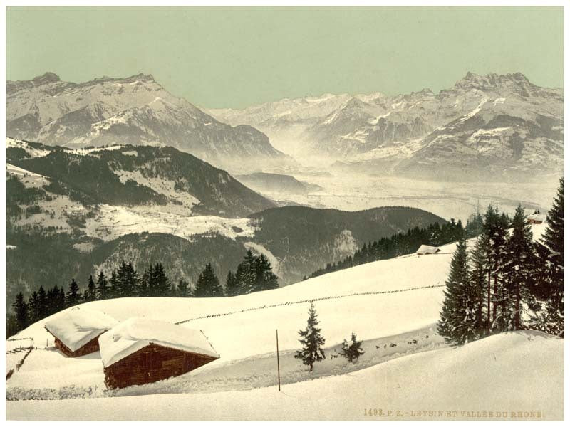 Leysin, view of the Rhone Valley in winter, Vaud, Canton of, Switzerland 0400-4556