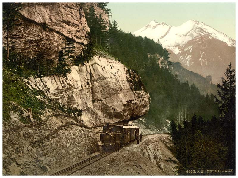 The railway between Passhohe and Meiringen, Brunig, Bernese Oberland, Switzerland 0400-4648