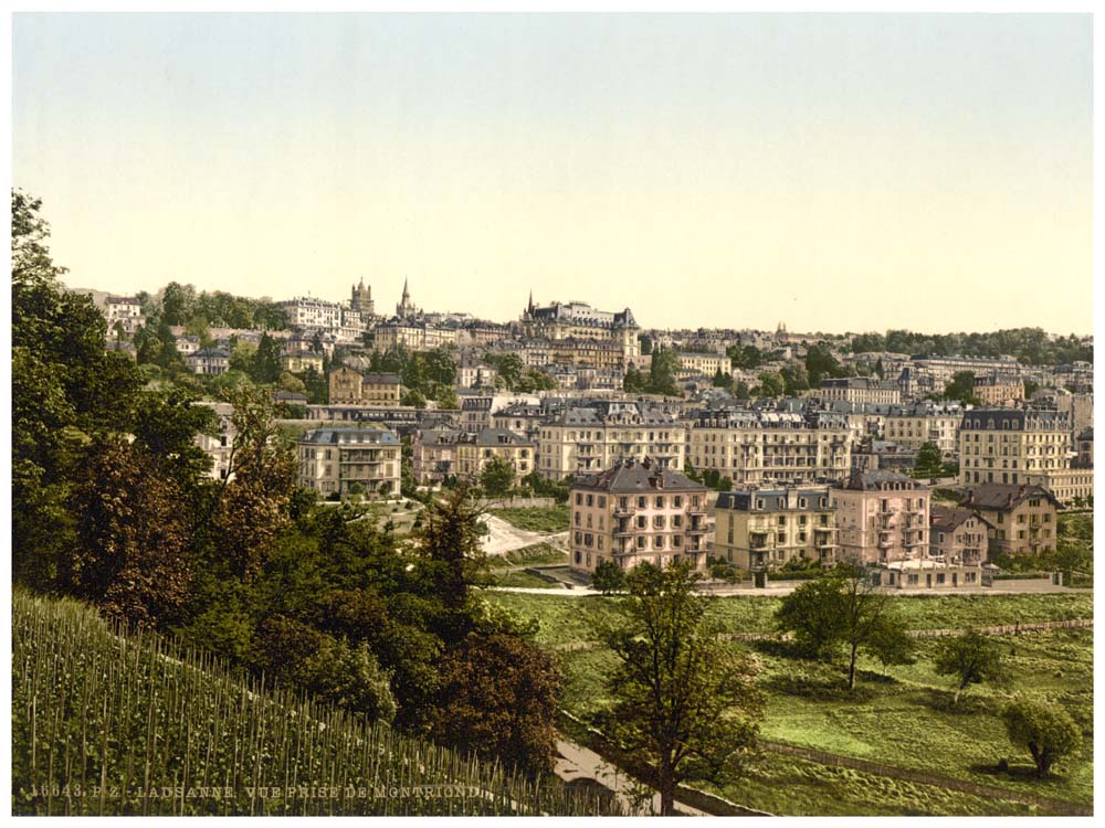 (Photochrome) Lausanne, view of the Montriond, Geneva Lake, Switzerland 0400-4677