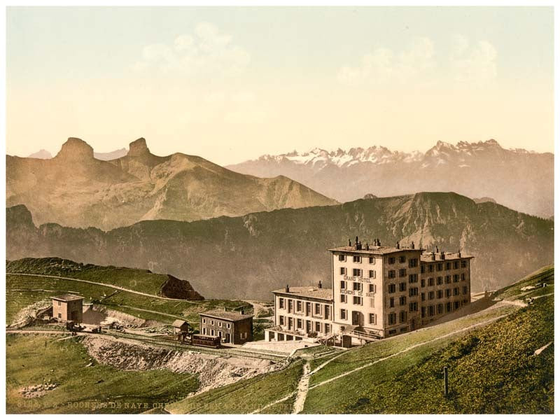 Rochers de Naye Grand Hotel, and railroad, Geneva Lake, Switzerland 0400-4696