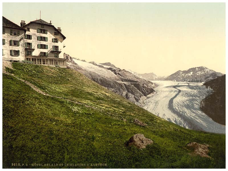 Aletsch, glacier and Belalp Hotel, Valais, Alps of, Switzerland 0400-4793
