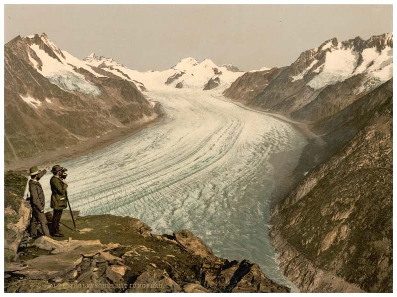 Eggishorn, Grand Aletsch Glacier, with Jungfrau, Monch and Eiger, Valais, Alps of, Switzerland 0400-4805