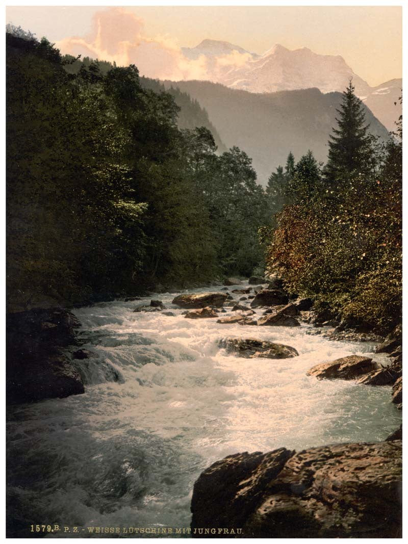 Jungfrau and Silberhorn and White Lutschine, Bernese Oberland, Switzerland 0400-4867