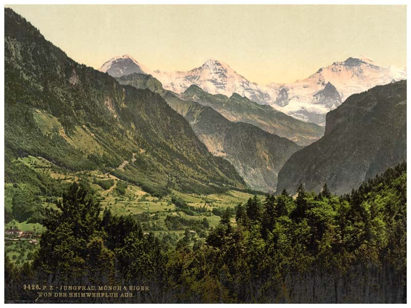 Jungfrau, Monch and Eiger, from Heimwehfluh, Bernese Oberland, Switzerland 0400-4869