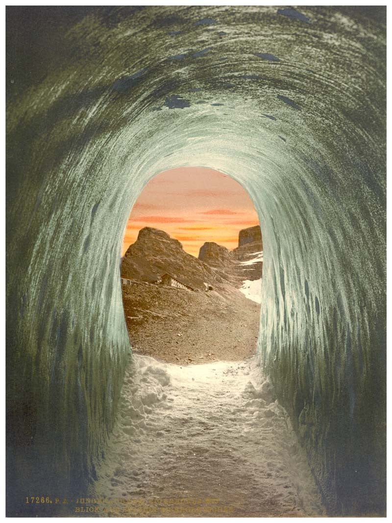 Jungfrau, railroad, Eigerhohle, with view of the station, Bernese Oberland, Switzerland 0400-4872