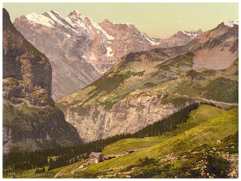 Wengern Alp and Mittaghorn, Gspaltenhorn and Hotel Jungfrau, Bernese Oberland, Switzerland 0400-4935