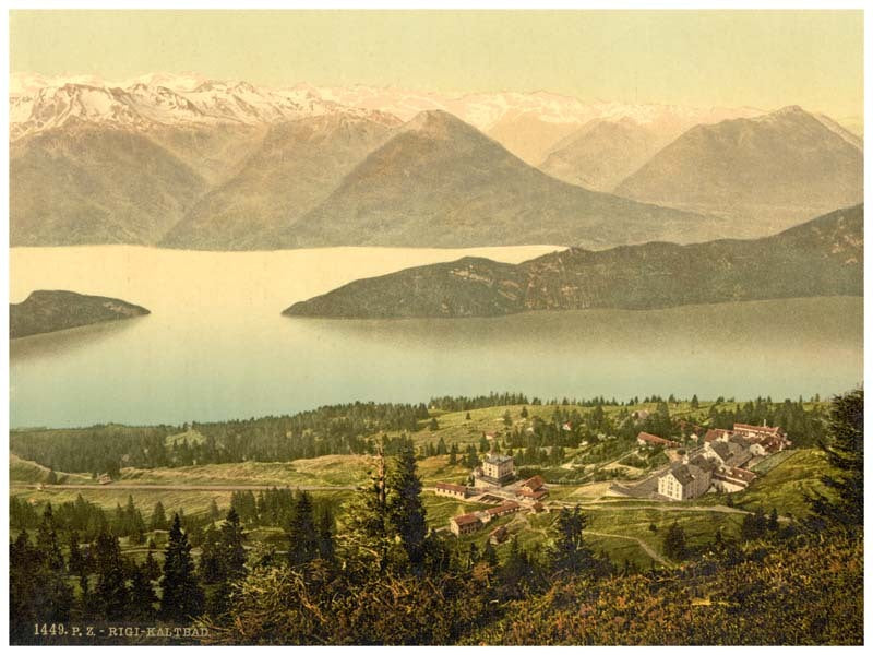 Panorama of Rigi Kaltbad and the Lake of the Four Cantons, from Rothstock, Rigi, Switzerland 0400-5059