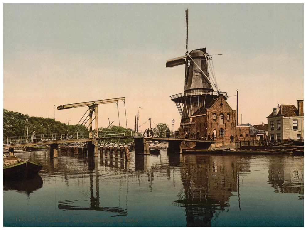Catharine Bridge and windmill, Haarlem, Holland 0400-5216