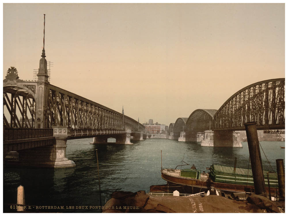 The two bridges on the Meuse, Rotterdam, Holland 0400-5239