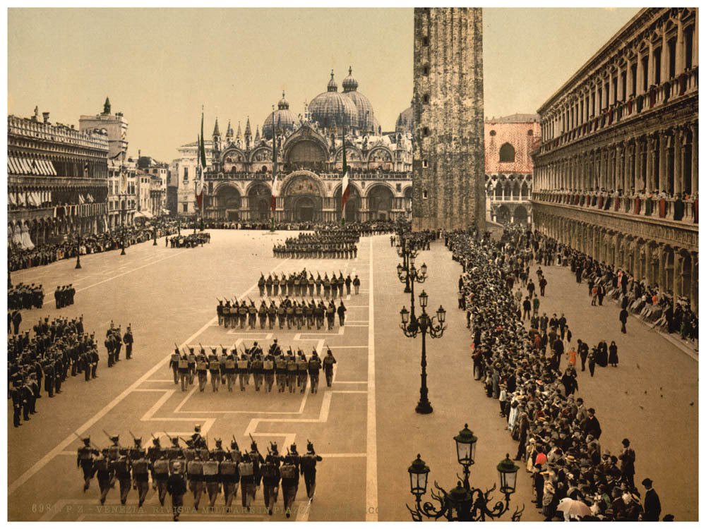 Military review in St. Mark's Place, Venice, Italy 0400-5575