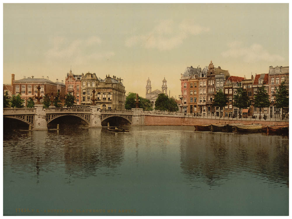 Blue bridge and the Amstel River, Amsterdam, Holland 0400-5665