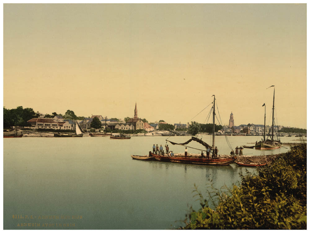 The town and Rhine, Arnhem, Holland 0400-5676