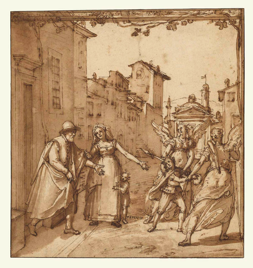 Taddeo Leaving Home Escorted by Two Guardian Angels Gm-13468701