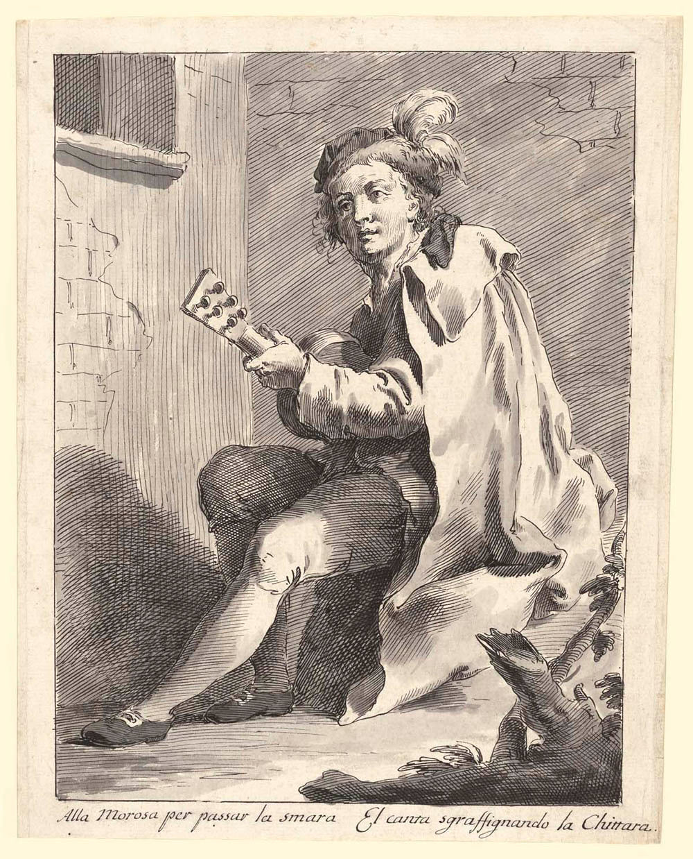 A Seated Man Playing a Guitar Gm-25599101