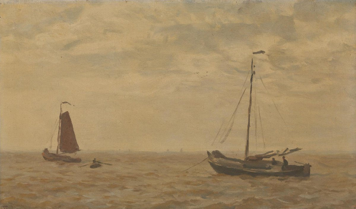 Zeegezicht met vissersschuiten