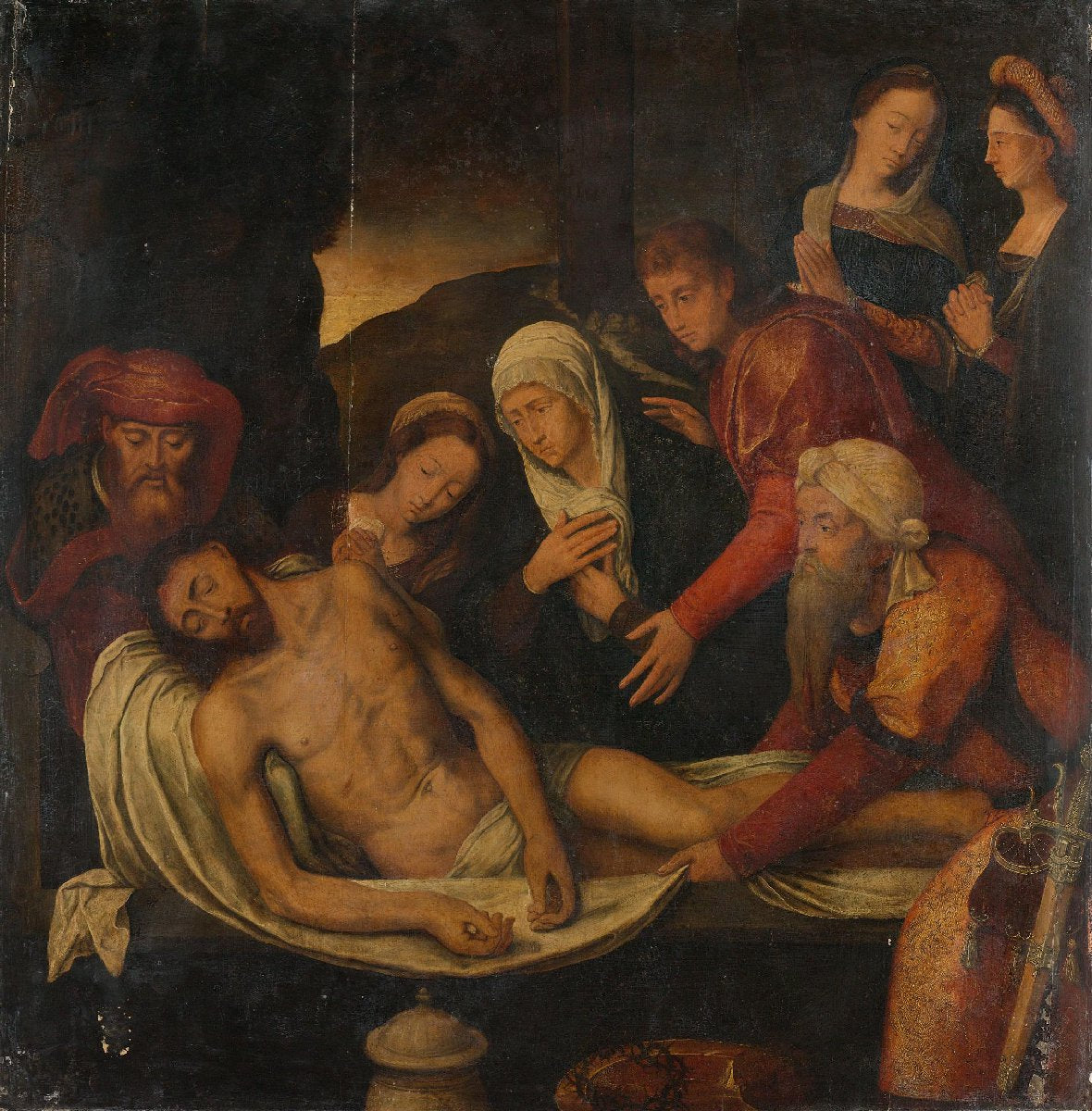 Entombment of Christ with Joseph of Arimathea and Nicodemus, Mary Magdalene, the Virgin and Saint John the Evangelist