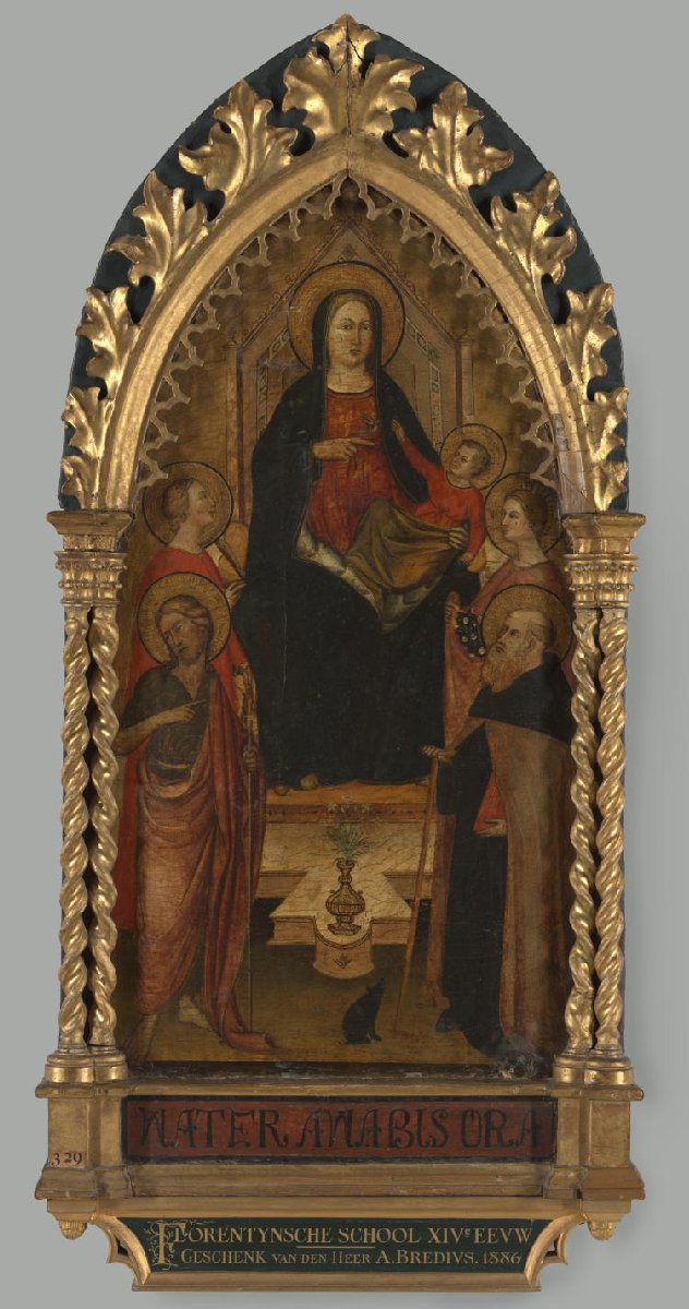 Virgin and Child Enthroned with Four Saints, Saints John the Baptist, Antony Abbot, Elizabeth of Hungary, a female saint