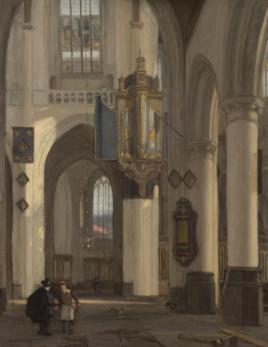 Interior of a Protestant Gothic Church with Motifs from the Oude and Nieuwe Kerk in Amsterdam