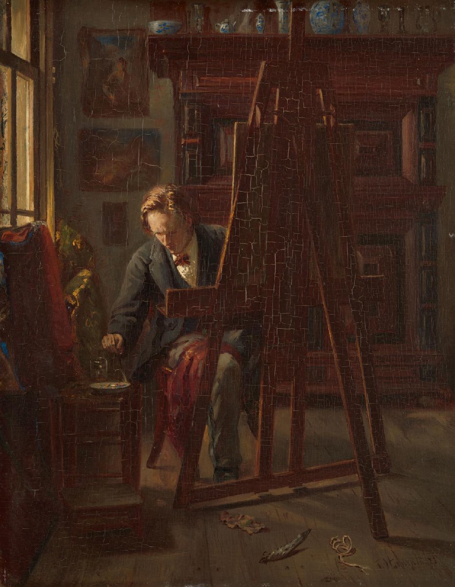 The Artist George Jan Hendrik Poggenbeek in His Studio