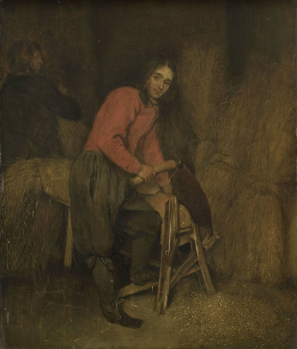 Trimming bales of hay