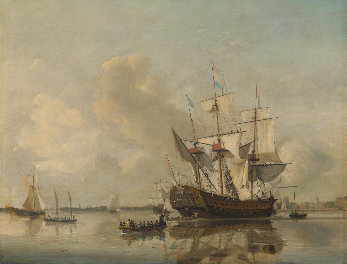 The Navy's Frigate 'Rotterdam' on the Maas off Rotterdam