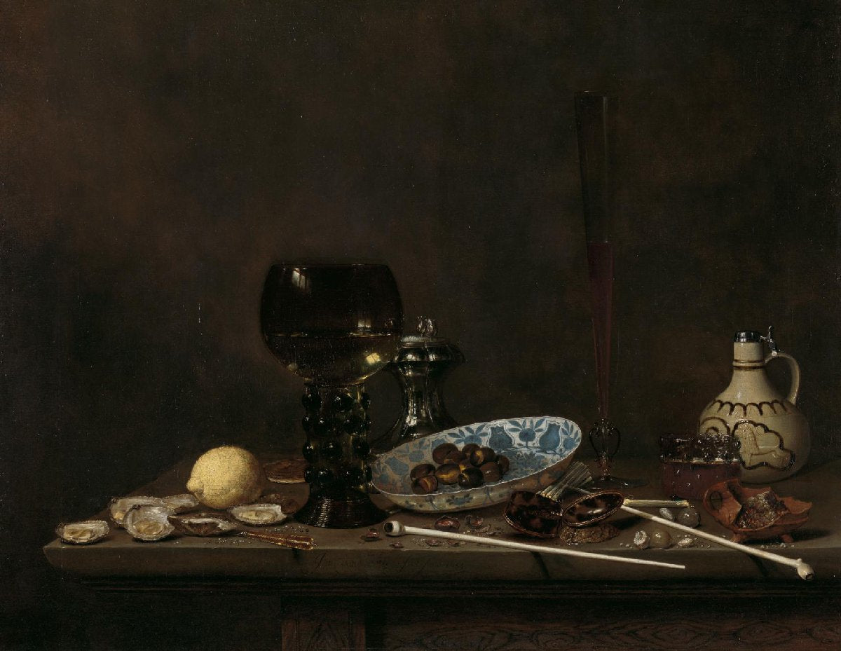 Still Life with Roemer, Salt Cellar, Tobacco, Lemon, and Olives