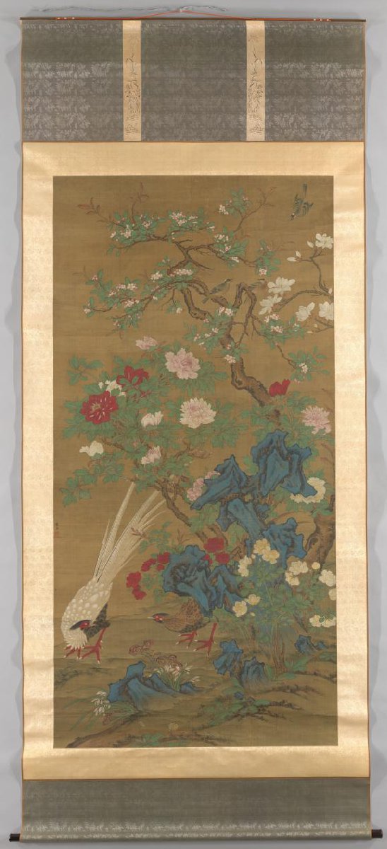 Silver Pheasants under Spring Blossoms