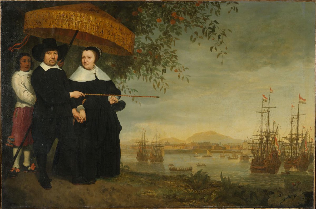 VOC Senior Merchant with his Wife and an Enslaved Servant