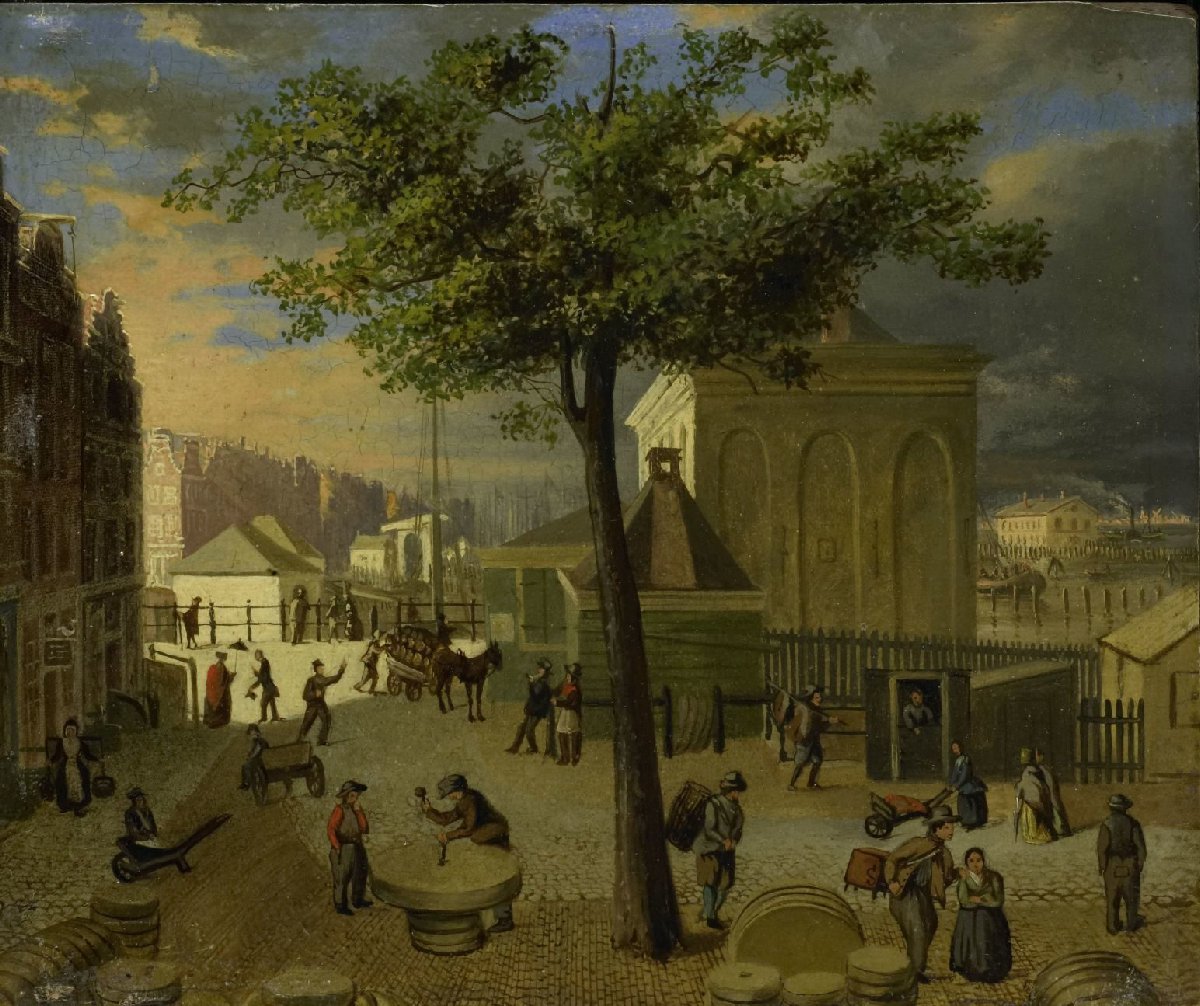 De Slijpsteenmarkt met het gebouw 'Het Zeerecht' te Amsterdam