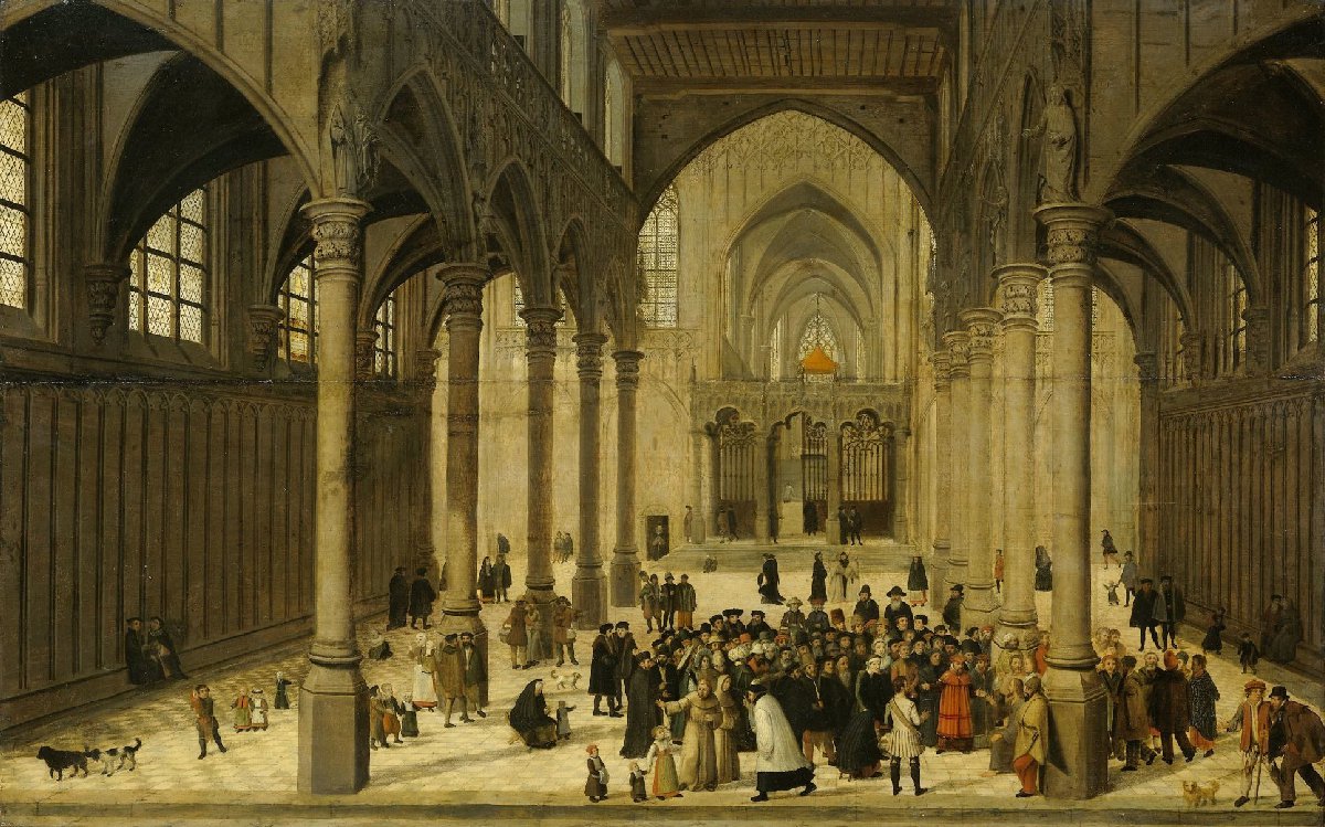 Church Interior with Christ Preaching to a Congregation