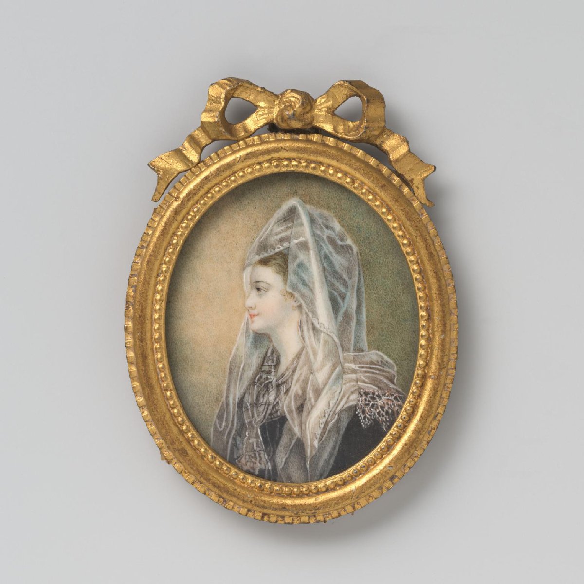 Schilderij met voorstelling van een vrouw met opgeheven rechterarm