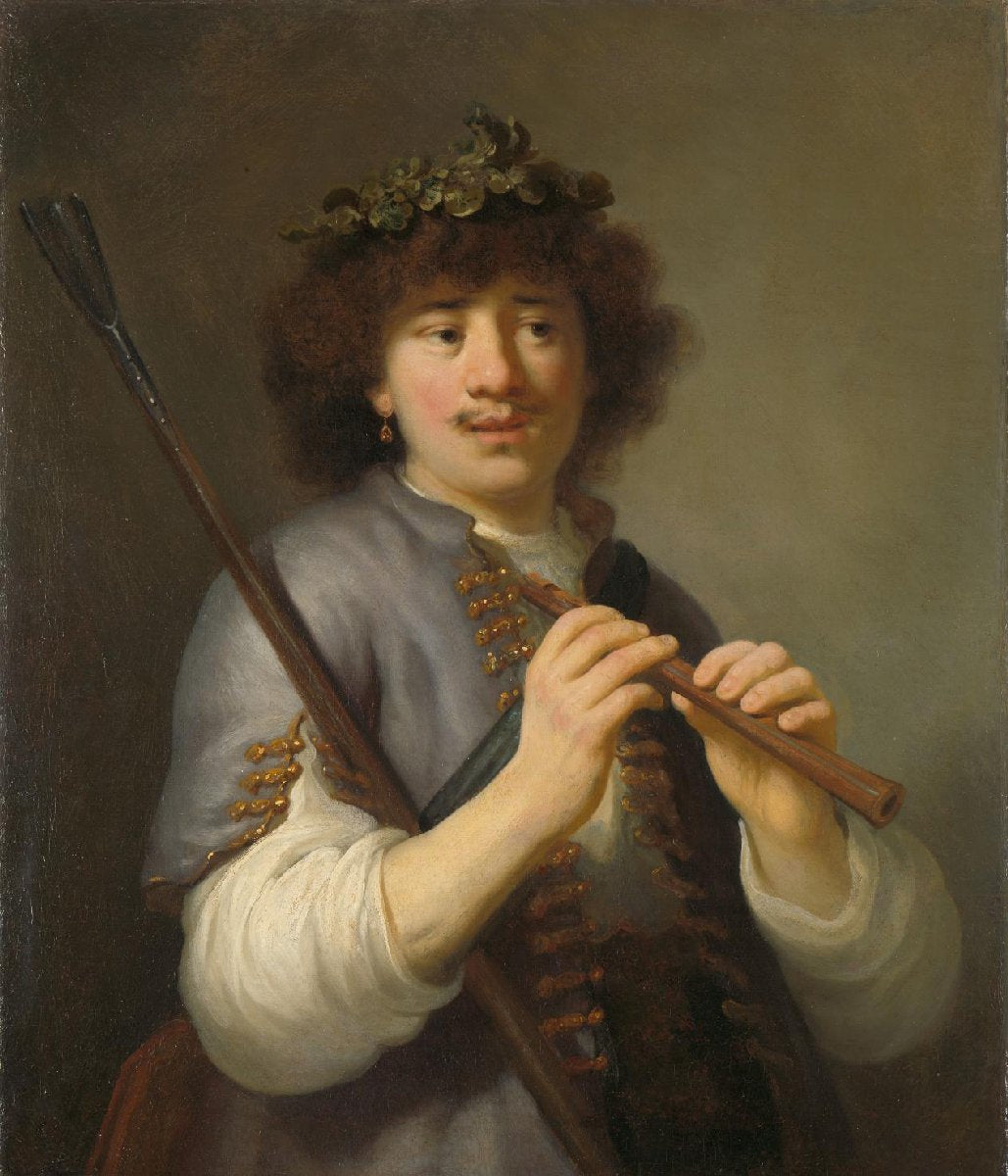 Rembrandt als herder met staf en fluit