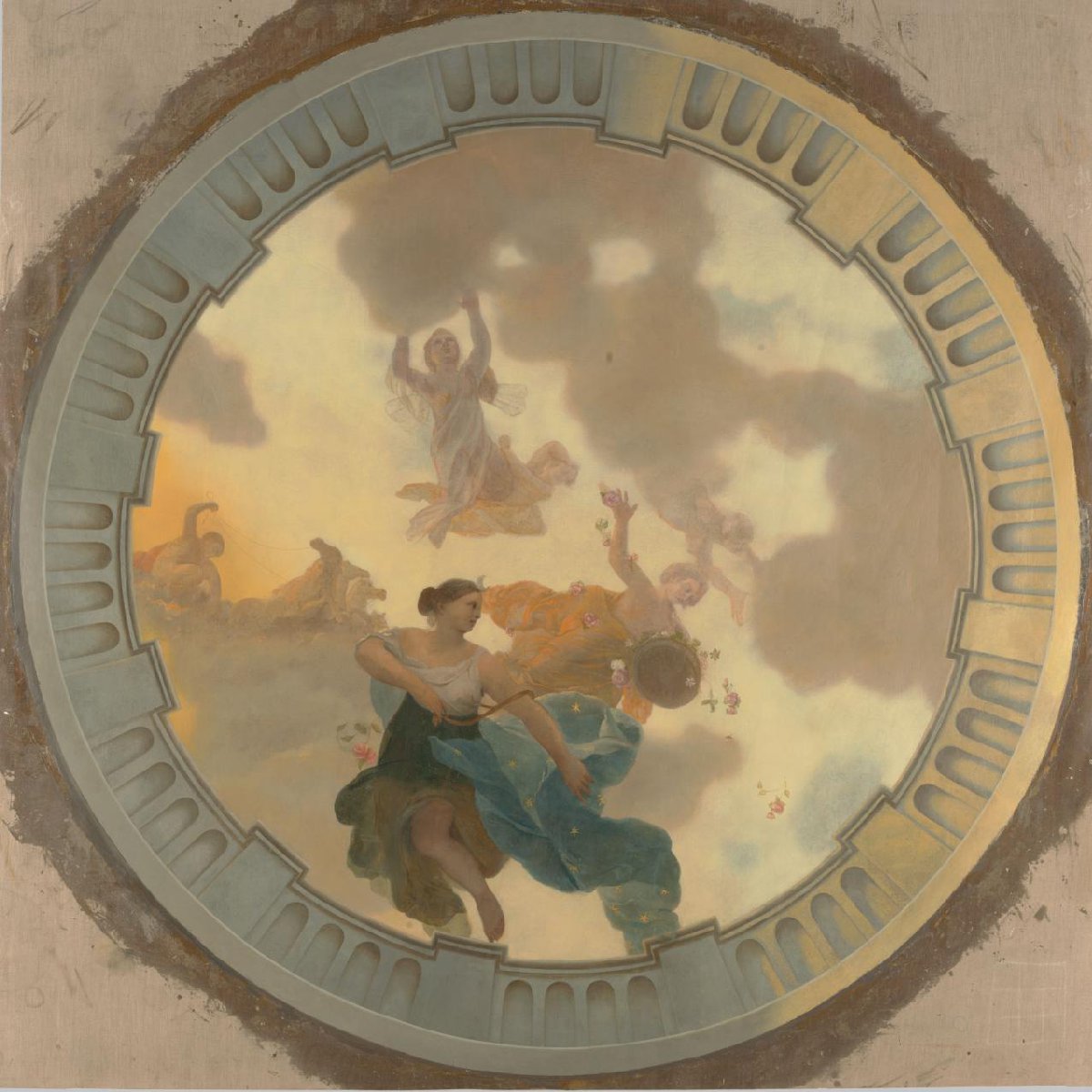 Ceiling painting with Diana and her companions