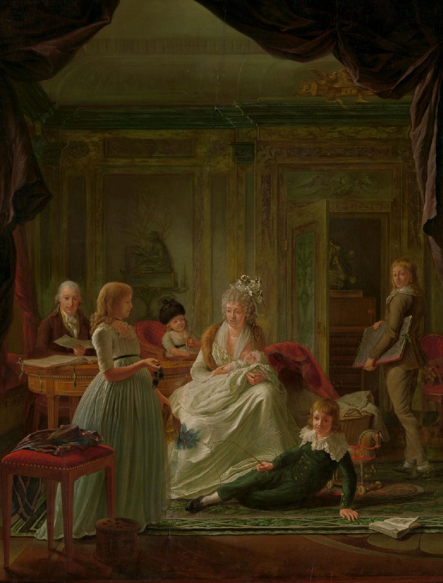 Portret van Aernout van Beeftingh, zijn echtgenote Jacoba Maria Boon en hun kinderen