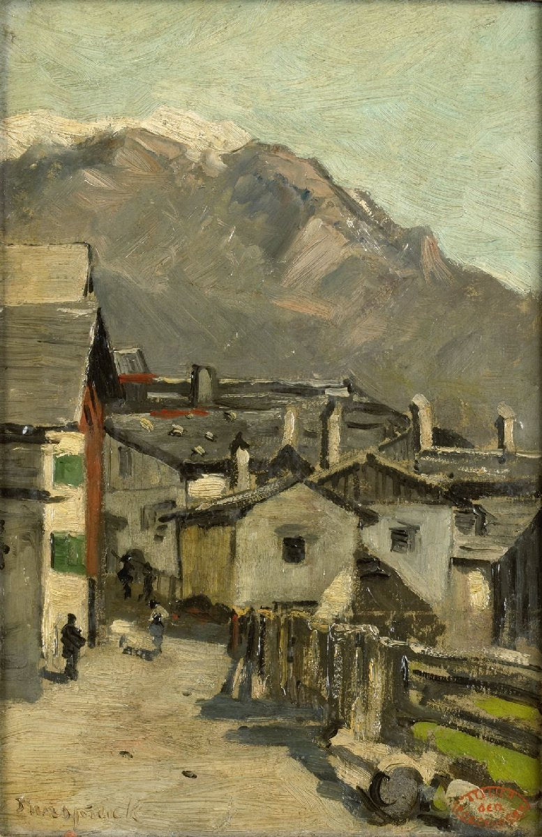 Houses along a road near a mountain (Innsbruck?)