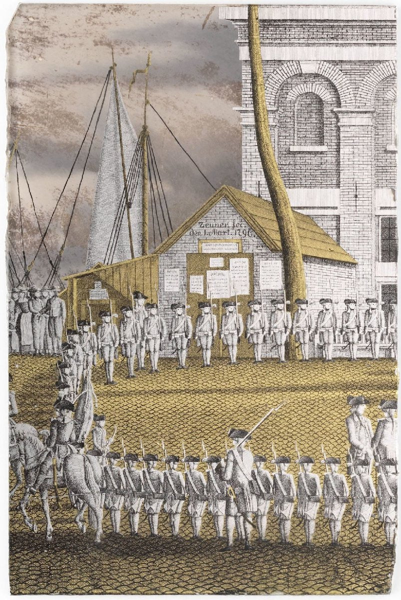 Cadets Formed into Line in front of the 'Zeerecht' Building on the Slijpsteenmarkt, Amsterdam