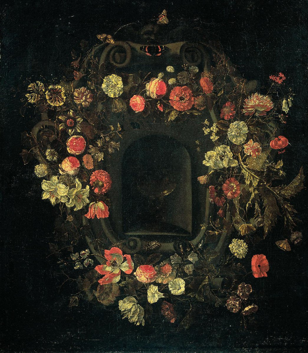 Wreath of Flowers encircling a Niche