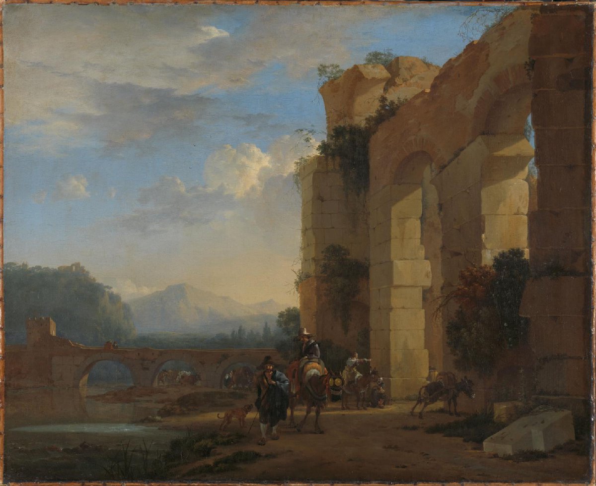 Muleteers beside an Italian Ruin