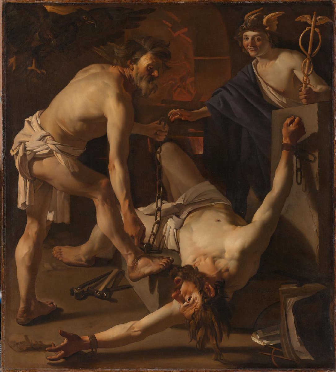 Prometheus Being Chained by Vulcan