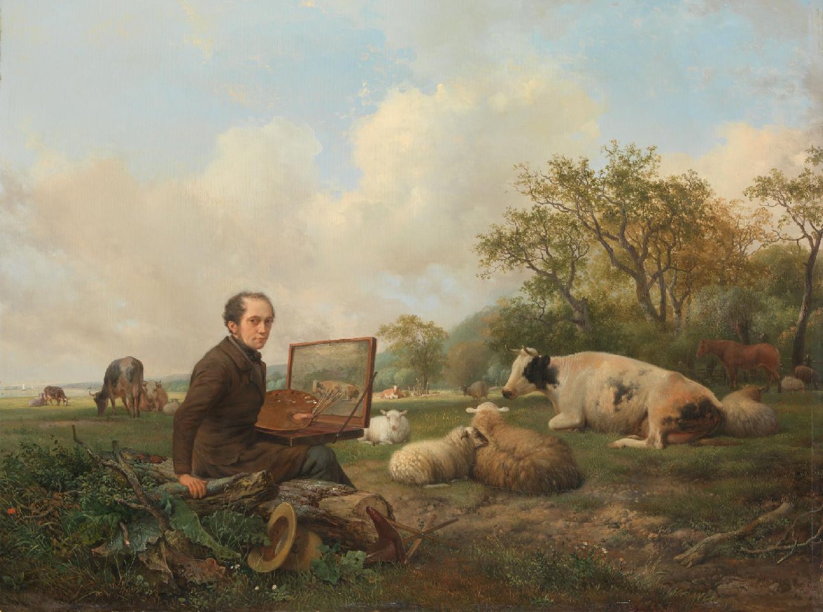 The Artist Painting a Cow in a Meadow