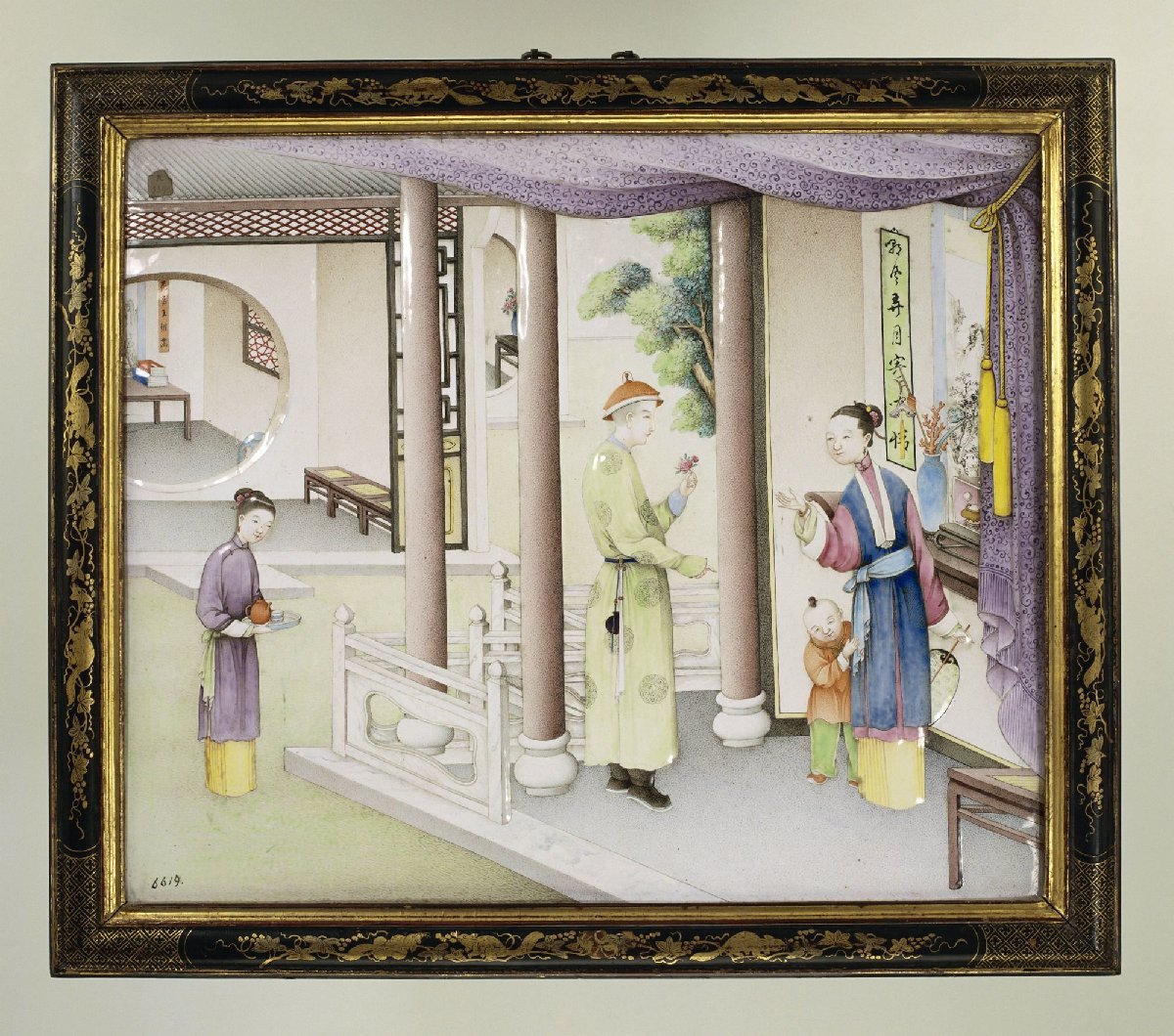 Panel with enamels on copper