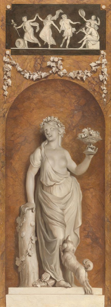 Behangselschildering met bacchante