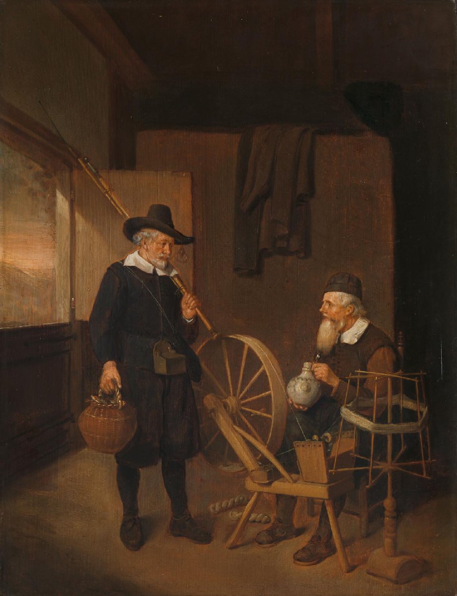 Interior with Fisherman and Man beside a Bobbin and Spool