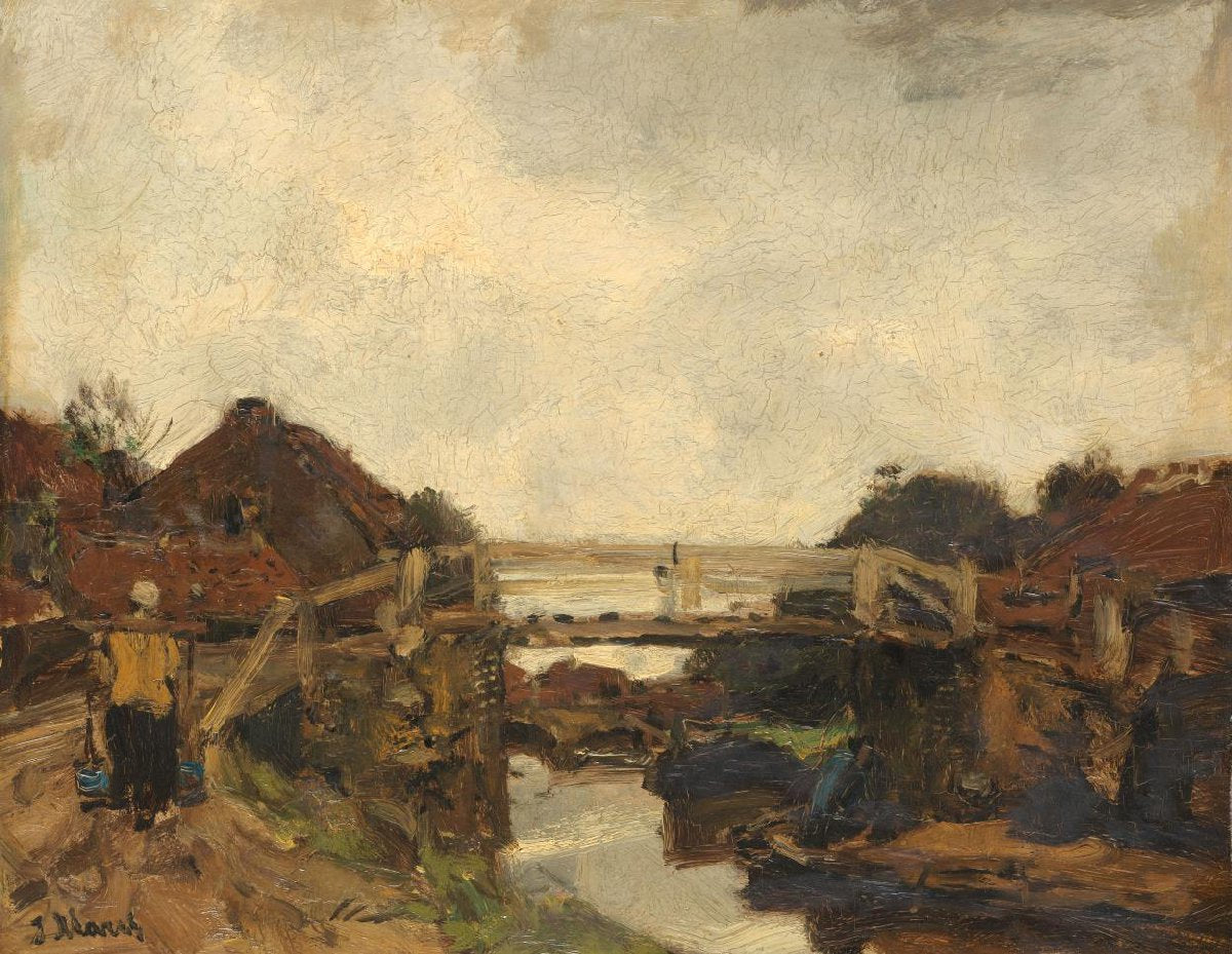 Wooden Bridge across a Canal at Rijswijk