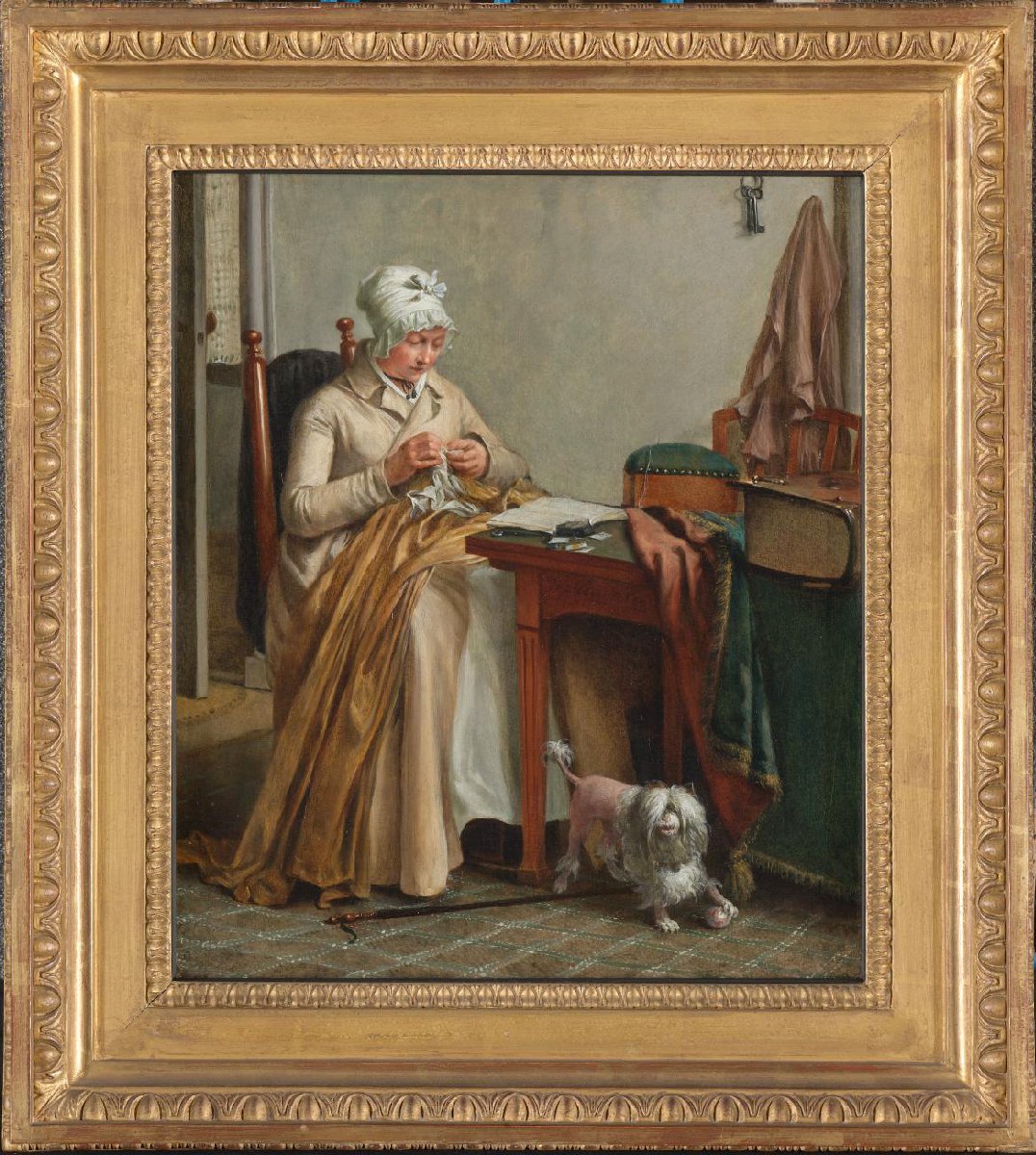 Interior with Woman Sewing
