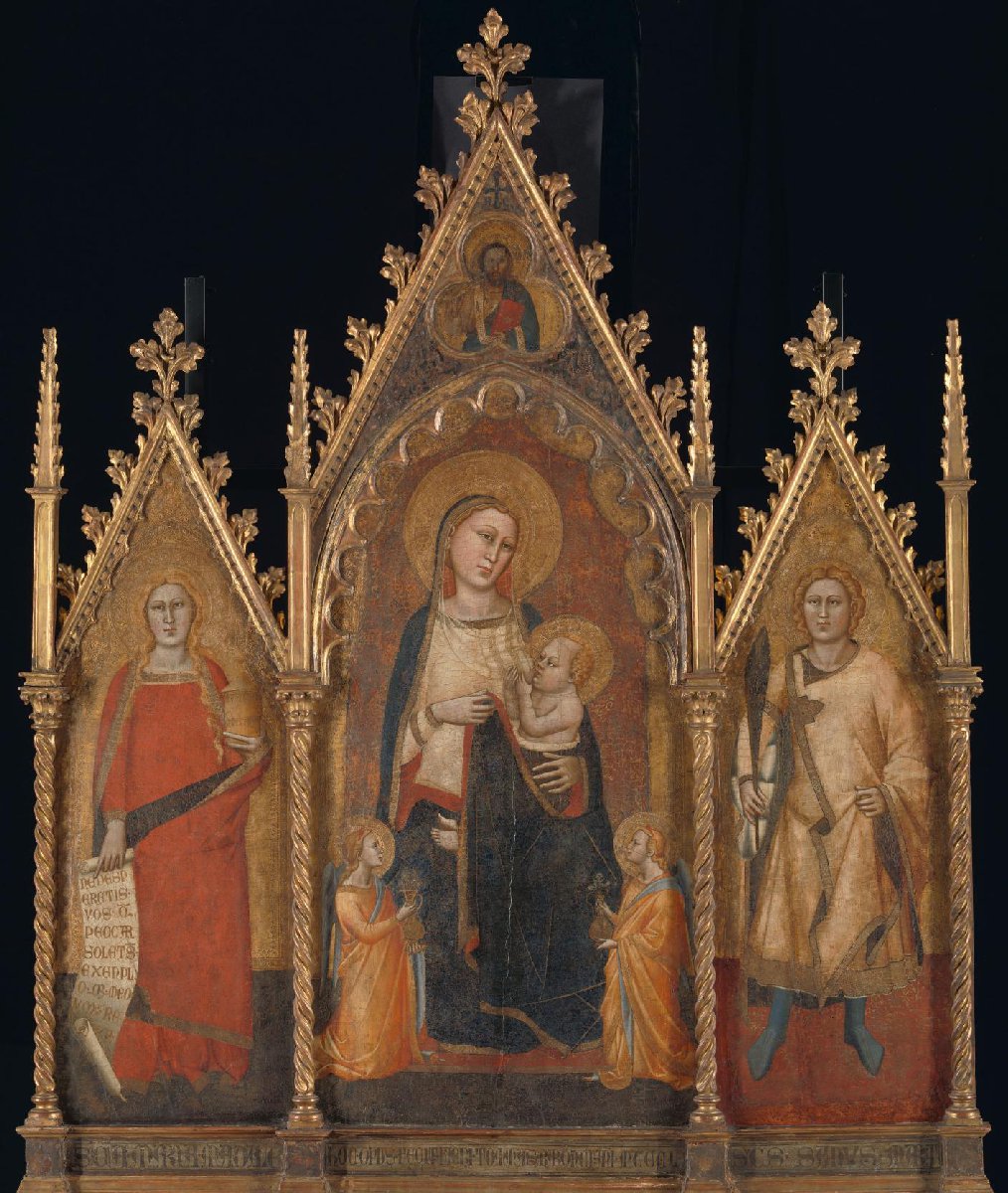 Drieluik met Maria en kind en de heiligen Maria Magdalena en Ansanus